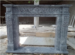Beijing Blue Gray Marble Fireplace Mantel Surround
