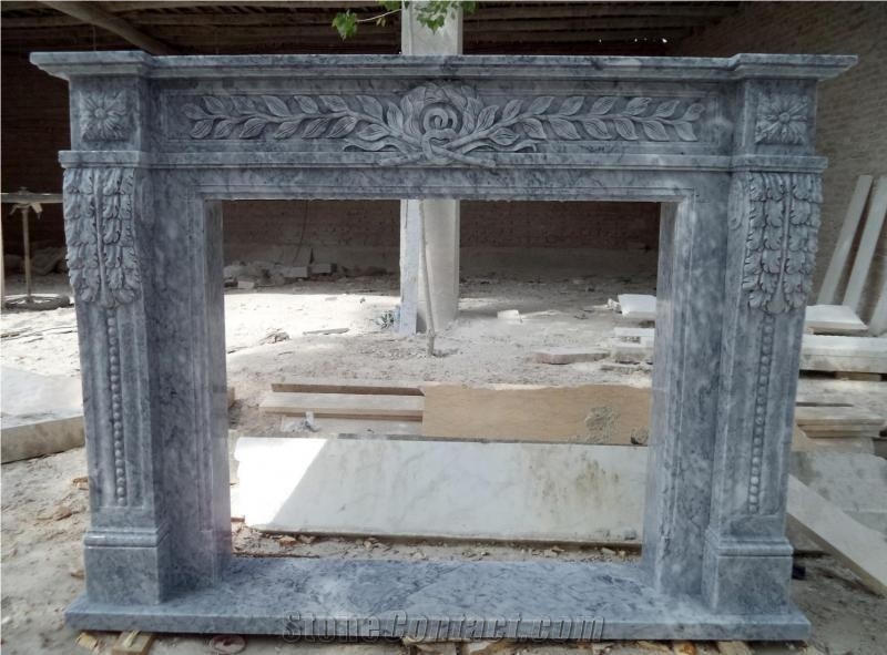Beijing Grey Marble Fireplace Mantel Surround