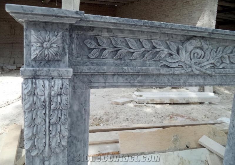 Beijing Grey Marble Fireplace Mantel Surround