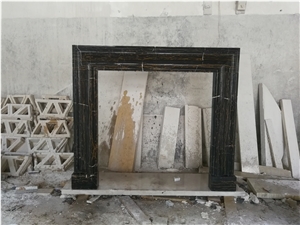 Brown Marble Sculptured Fireplace Stone Mantel