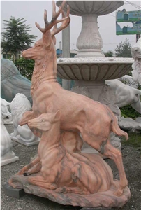 Column Sculptured Horse Head Marble Animal Carving