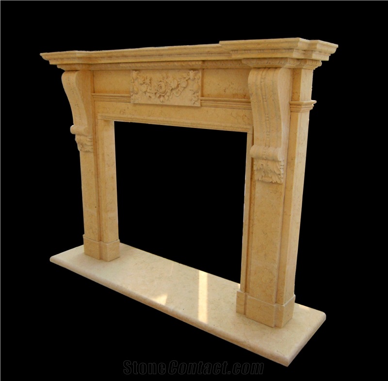 Egypt Sunny Gold Marble Fireplace Mantels Surround