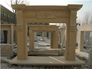 Egyptian Beige Marble Fireplace Mantel Surround
