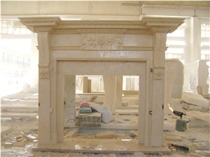 Egyptian Beige Marble Fireplace Mantels Surrounds