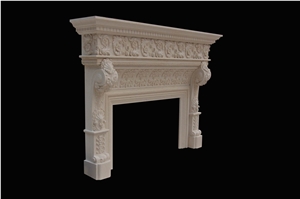 Egyptian Beige Marble Fireplace Mantels Surrounds