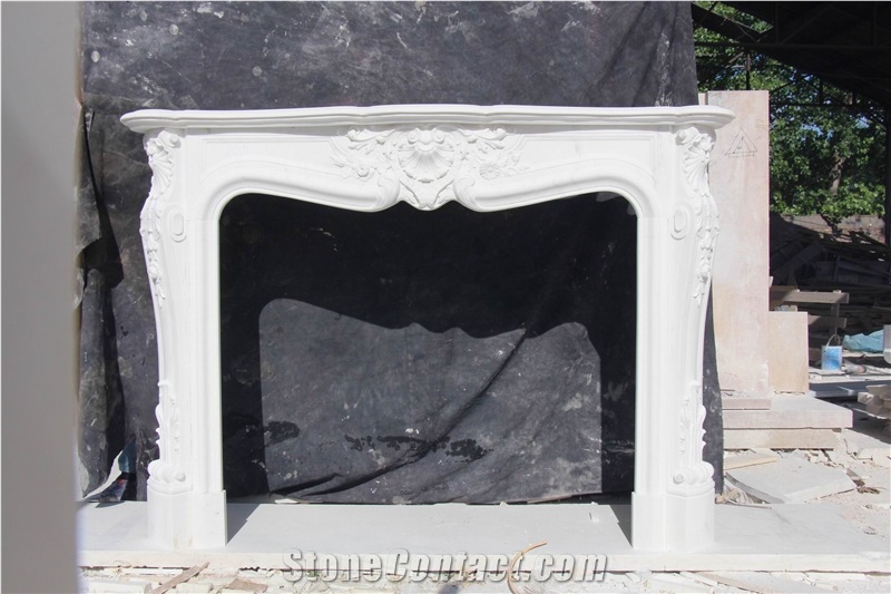 Fangshan White Marble Fireplace Mantels Fireplace Surround Hearth