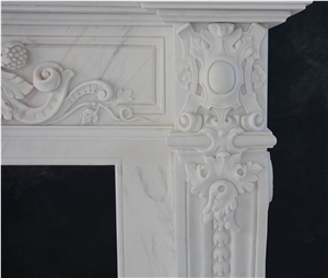 Fangshan White Marble Handcarved Stone Fireplace