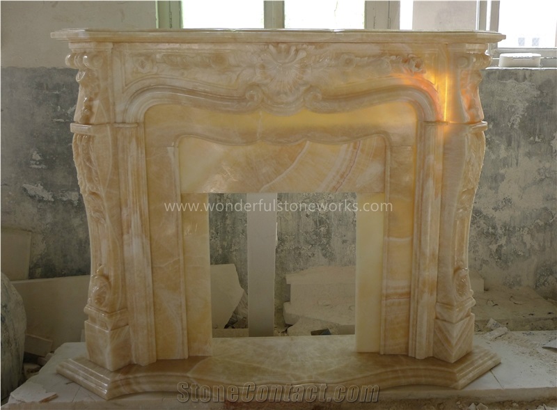 Fireplace Mantel Surround Yellow Onyx Hearth