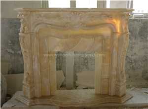 Fireplace Mantel Surround Yellow Onyx Hearth