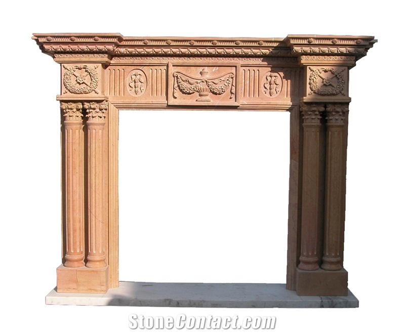 Gold Beige Marble Fireplace Mantels