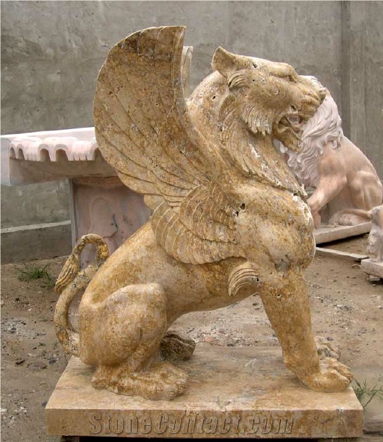 Guardian Lion Statue Animal Statuary Handcarve