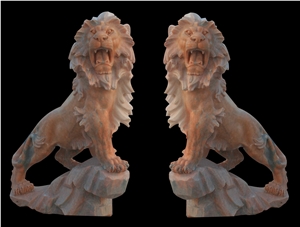Guardian Lion Statue Animal Statuary Handcarve