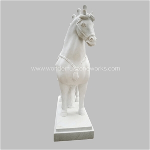 Horse Statue Sichuan White Marble Animal Sculpture