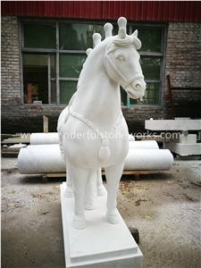 Horse Statue Sichuan White Marble Animal Sculpture