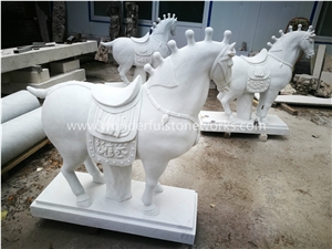 Horse Statue Sichuan White Marble Animal Sculpture