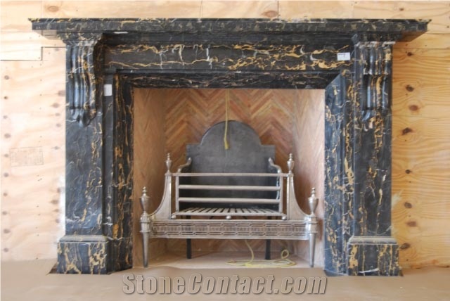 Italian Portoro Marble Fireplace Mantel Victorian