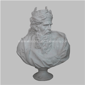 Man Head Bust Statue White Marble Sculpture