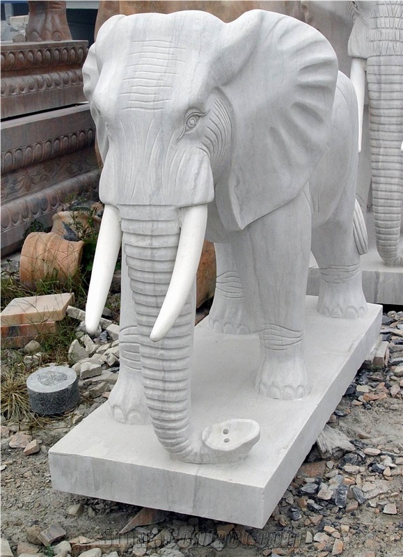 Marble Elephant Animal Sculpture Statue Statuary