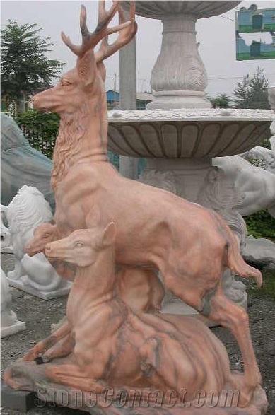 Marble Elk Statuary Statue Animal Sculpture
