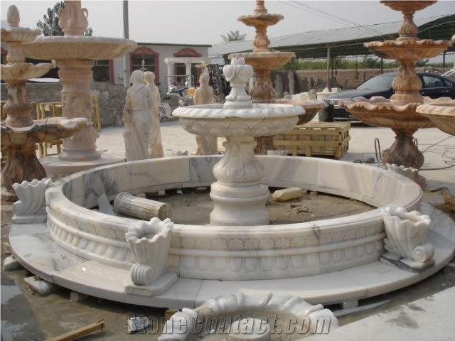 Marble Fountain Sculptured Landscaping Park Garden