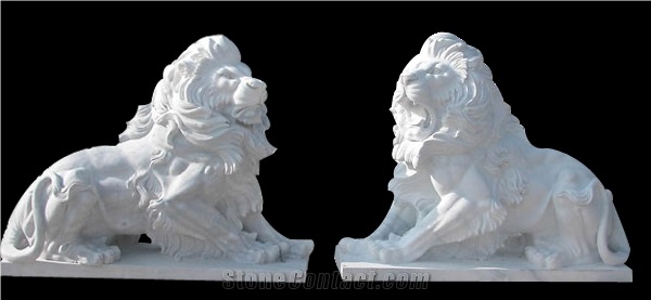 Marble Guardian Lion Guard Statue Animal Sculpture