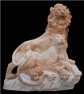 Marble Guardian Lion Guard Statue Animal Sculpture