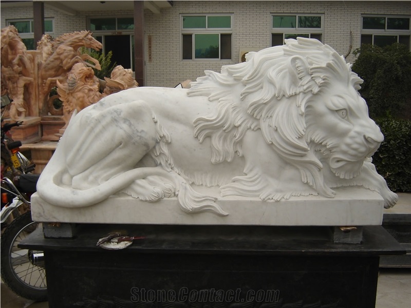 Marble Guardian Lion Guard Statue Animal Sculpture