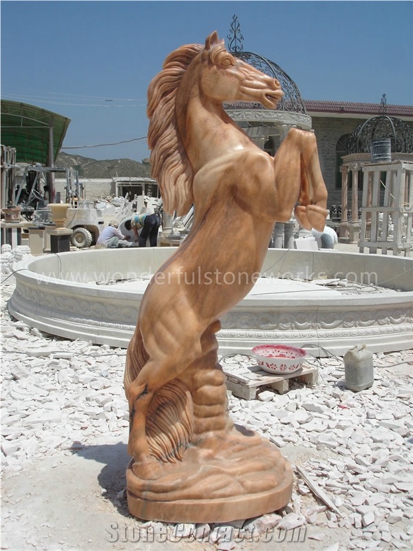 Marble Horse Statue Natural Animal Stone Craft