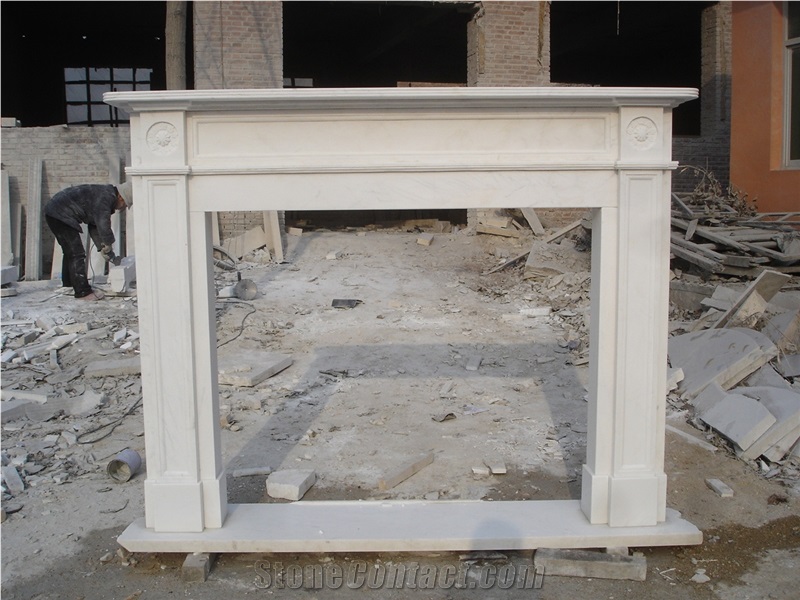 Marble Inlaid Fireplace Mantel Surround Hearth