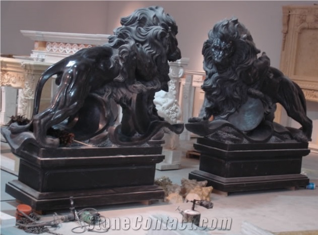Marble Lion Sculptures Animal Stone Statues