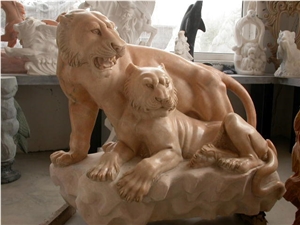 Marble Panther Animal Carving Sculpture Statue