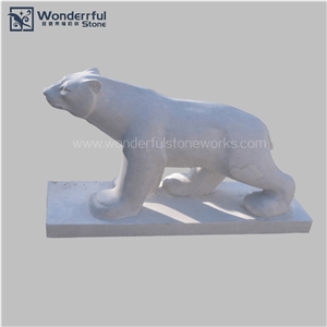 Marble Polar Bear Statue Statuary Animal Sculpture