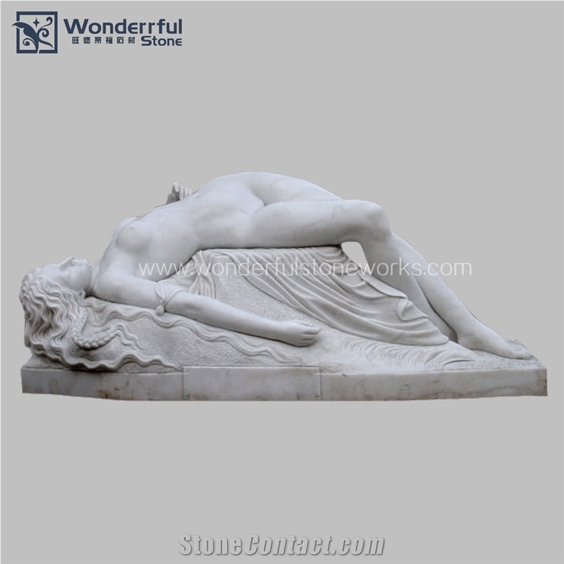 Marble Statue Sleeping Beauty Handcarved Sculpture