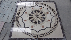 Marble Waterjet Medallion Mosaic Square Rossette