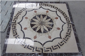 Marble Waterjet Medallion Mosaic Square Rossette