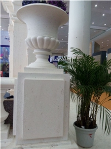 Moon Limestone Pedestal Vase Flower Pot Planter