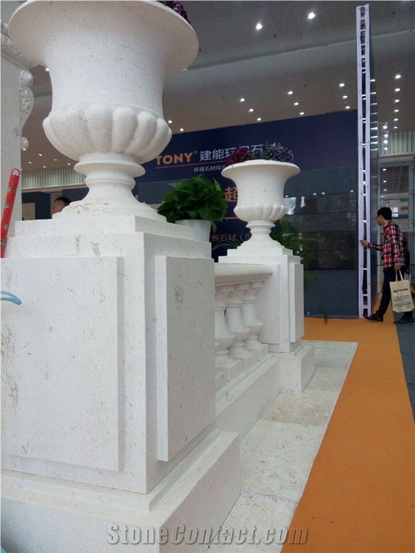 Moon Limestone Pedestal Vase Flower Pot Planter