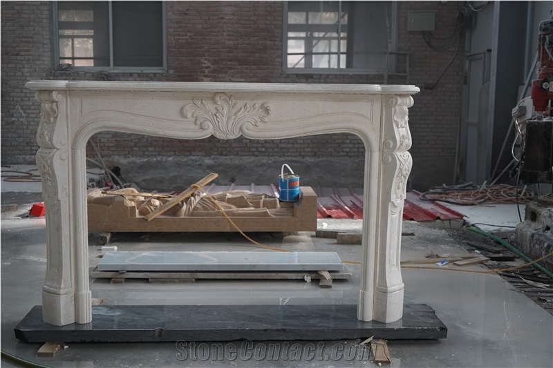 New Cream Marfil Fireplace Mantels Surround Hearth