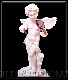 Piano Angel Boy Statue Marble Sculptures