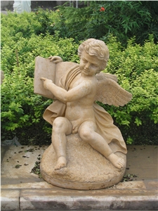 Piano Angel Boy Statue Marble Sculptures