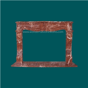 Red Rose Marble Fireplace Mantel Surround Hearth
