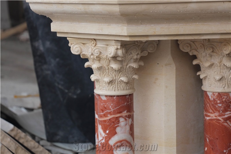Red Rose Marble Fireplace Mantel Surround Hearth