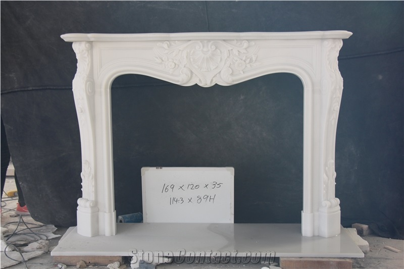 Sichuan White Marble Fireplace Mantels Surrounds