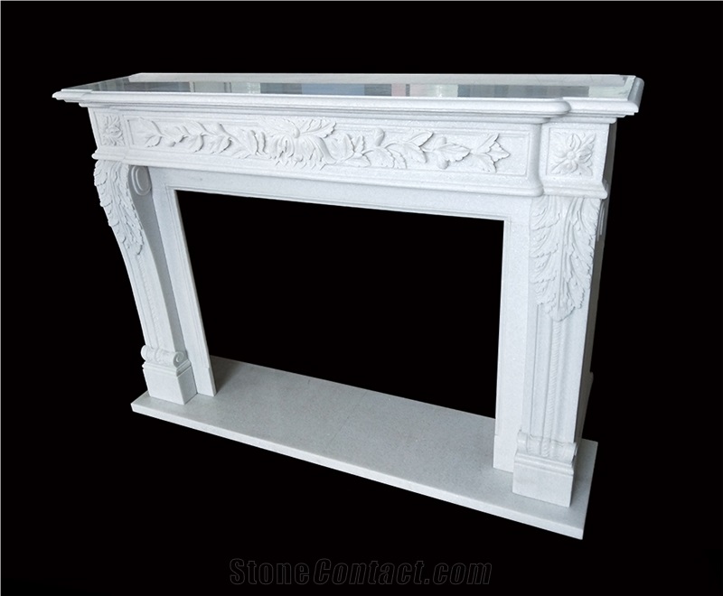 Snow White Marble Fireplace Surrounds Mantels