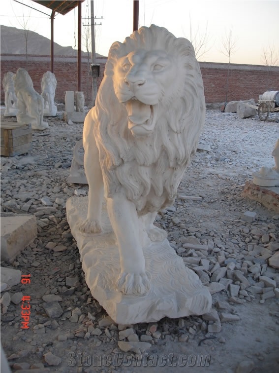 Standing Horse Marble Statuary Handcarve Sculpture