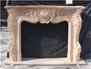Sunset Red Marble Fireplace Mantels Surrounds