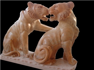 Sunset Red Marble Sculpture Animal Statue Statuary