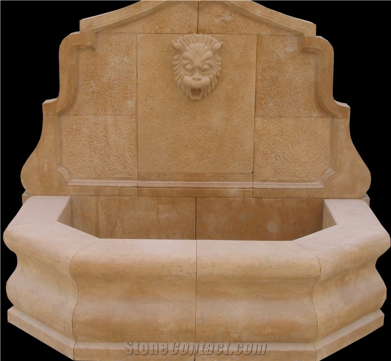 Wall Fountain Handcarved Lion Head Marble Fountain