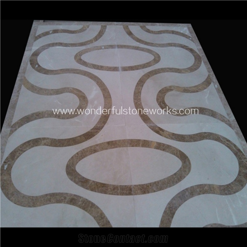Waterjet Medallions Floor Floral Pattern Marble
