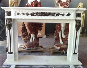 White Marble Cast Bronze/Brass Fireplace Mantels